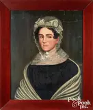 portrait of Mrs. Sewell Sanford by Zedekiah Belknap, oil on panel, sold May 2025