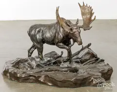 moose Upstream Adventure by Clark Bronson, bronze, sold Apr 2025