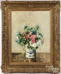 floral still life by Emily Bland, oil on canvas, sold Apr 2025