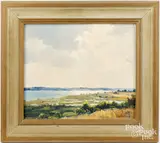 landscape Looking Over the Sakonnet River by Charles Gordan Harris, oil on board, sold Apr 2025