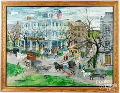 street scene by Julian Rockmore, oil on canvas, sold Apr 2025