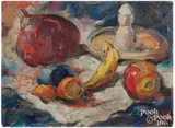 still life with fruit by Arthur Beecher Carles Jr., oil on canvas board, sold Apr 2025