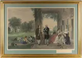 GEORGE WASHINGTON PRINT, titled The Home of Washington by Thomas Oldham Barlow, hand-colored engraving on paper, sold Jun 2026