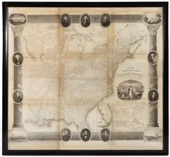 UNITED STATES MAP, RARE 1844 EDITION by William Chapin, steel engraving on linen-backed paper, sold Jun 2026