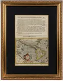 MAP OF THE AMERICAS by Jodocus Hondius I, engraving on laid paper bearing early hand coloring, sold Jun 2026