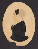 ATTRIBUTED, FOLK ART MINIATURE PORTRAIT OF A LADY by Justus DaLee, watercolor on paper/card stock, sold Jun 2026