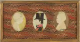 FOLK ART PROFILE PORTRAITS, LOT OF THREE IN ONE FRAME by Grasty Family, watercolor on cardstock mounted to photographer's board (or a similar product), sold Jun 2026