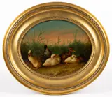 DUCKLINGS GENRE PAINTING by Carlo Coppini, oil on board, sold Jun 2026