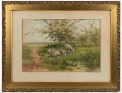 PASTORAL LANDSCAPE WITH SHEEP by Hugo Anton Fisher, watercolor on paper, sold Jun 2026