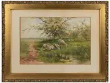 PASTORAL LANDSCAPE WITH SHEEP by Hugo Anton Fisher, watercolor on paper, sold Jun 2026