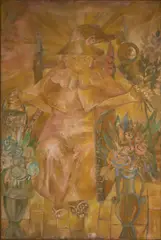 Golden Saint by Roberto Juarez, 1984, acrylic on canvas, sold May 2020