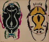 Untitled (Two beetles) by Nancy Graves, 1960, gouache and graphite on paper, sold May 2020