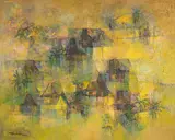 Untitled (tropical village) by Romeo Tabuena, 1969, oil on canvas, sold May 2020