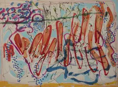 Untitled (Orange) by Nancy Graves, 1977, watercolor on handmade paper, sold May 2020