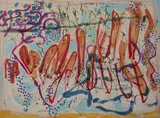Untitled (Orange) by Nancy Graves, 1977, watercolor on handmade paper, sold May 2020