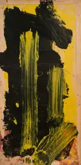 Untitled (Composition in yellow and black) by Edvins Strautmanis, acrylic on canvas (unstretched), sold May 2020
