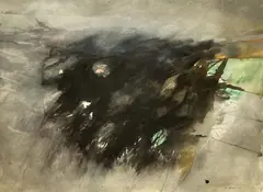 Blackscape by Michael Loew, 1973, watercolor on Arches paper, sold May 2020