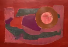 Untitled (Red composition) by Benoît Gilsoul, oil on paper, sold May 2020