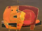 Untitled (Warm composition I) by Benoît Gilsoul, oil on paper, sold May 2020