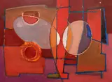 Untitled (Warm composition II) by Benoît Gilsoul, oil on paper, sold May 2020