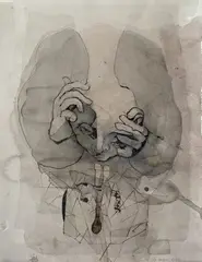 Le Casse Tête by Benoît Gilsoul, ink and watercolor on paper, sold May 2020