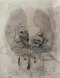 Le Casse Tête by Benoît Gilsoul, ink and watercolor on paper, sold May 2020