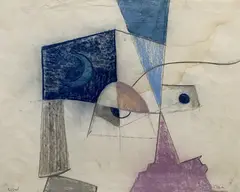 L'espion by Benoît Gilsoul, pastel and gouache on paper, sold May 2020