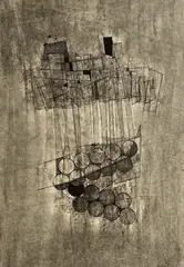 Untitled (Monochrome composition) by Benoît Gilsoul, ink, pen and watercolor on paper, sold May 2020