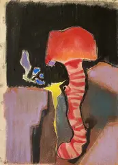 Sorti des Entrailles de la Terre by Benoît Gilsoul, charcoal, pastel and gouache on paper, sold May 2020