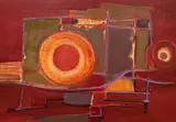 Untitled (Warm composition III) by Benoît Gilsoul, oil on paper, sold May 2020