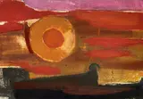 Untitled (Warm composition VI) by Benoît Gilsoul, oil, charcoal, and watercolor on paper, sold May 2020