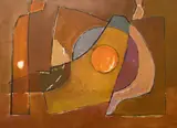 Untitled (Warm composition V) by Benoît Gilsoul, oil on paper, sold May 2020
