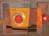 Untitled (Warm composition IV) by Benoît Gilsoul, oil on paper, sold May 2020