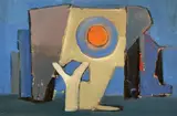 Untitled (Cool composition I) by Benoît Gilsoul, oil on paper, sold May 2020