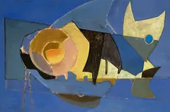 Untitled (Cool composition) by Benoît Gilsoul, oil on paper, sold May 2020