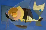 Untitled (Cool composition) by Benoît Gilsoul, oil on paper, sold May 2020