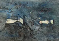 Guerre De L'espace by Benoît Gilsoul, ink and watercolor on paper, sold May 2020