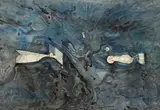 Guerre De L'espace by Benoît Gilsoul, ink and watercolor on paper, sold May 2020