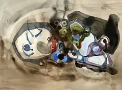 Untitled (Polychrome composition) by Benoît Gilsoul, watercolor on paper, sold May 2020