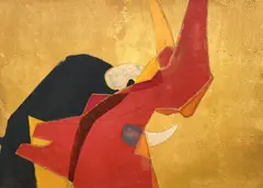Untitled (Warm composition I) by Benoît Gilsoul, oil, graphite and watercolor on paper, sold Jul 2020