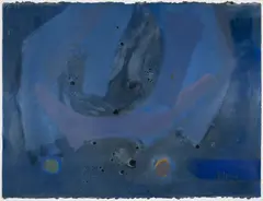 Untitled (Blue composition) by Benoît Gilsoul, 1969, oil on Arches paper, sold Jul 2020