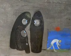 Le Complot by Benoît Gilsoul, gouache on paper, sold Jul 2020