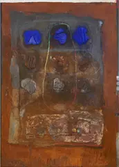 Die Neun Siegel by Rolf Hegetusch, 1992, mixed media on canvas, sold Jul 2020