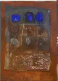 Die Neun Siegel by Rolf Hegetusch, 1992, mixed media on canvas, sold Jul 2020