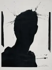 Shadow Head Portrait by Richard Hambleton, 2004, acrylic on paper, sold Jul 2020
