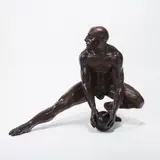 Futbolista by Jorge Marín, bronze with artist applied brown patina and glass, sold Jul 2020