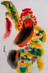 Untitled (The General Kuan Yu) by Wang Lan, watercolor on Arches paper, sold Jul 2020