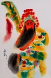 Untitled (The General Kuan Yu) by Wang Lan, watercolor on Arches paper, sold Jul 2020