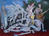 Untitled (Music group) by Benoît Gilsoul, oil on canvas, sold Jul 2020