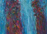 Untitled (Blue and purple composition) by Robert Schaberl, 1982, oil on paper, sold Jul 2020